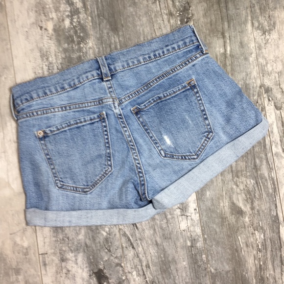 Distressed Denim Cuffed Cutoff Rolled Hem Jean Shorts SZ 0 - Picture 5 of 8